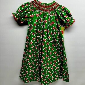 Southern Sunshine Kids Christmas smocked candy dress size 5 nwt